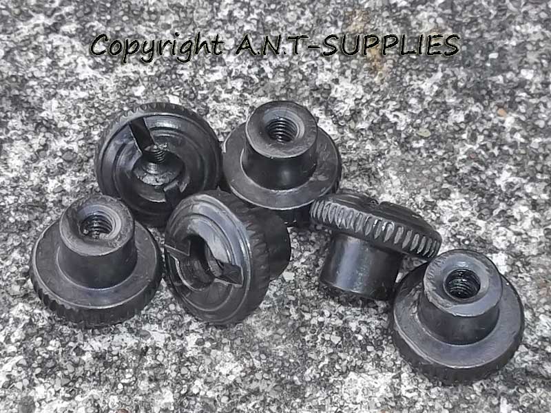Pack of Six Black Finished M3.5 Thread Knurled Grip Round Thumbscrew Nuts