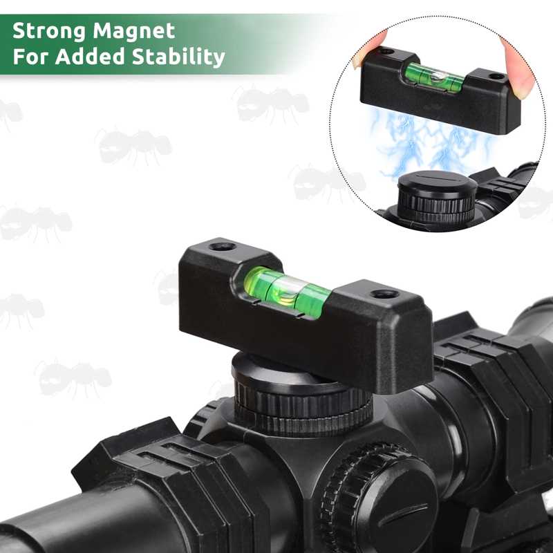 Rear Magnetic Rifle Scope Reticle Levelling Spirit Level, Shown Fitted to Scope Elevation Turret Cap