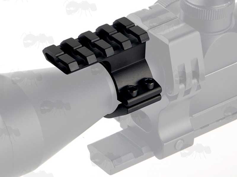 25mm Scope Tube Accessory Rail Ring Mount with See Through Channel On a 25mm Diameter Scope