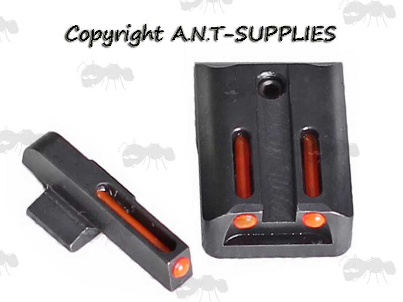 Front and Rear Red Fiber Optic Gun Sight Set For 1911 Pistols