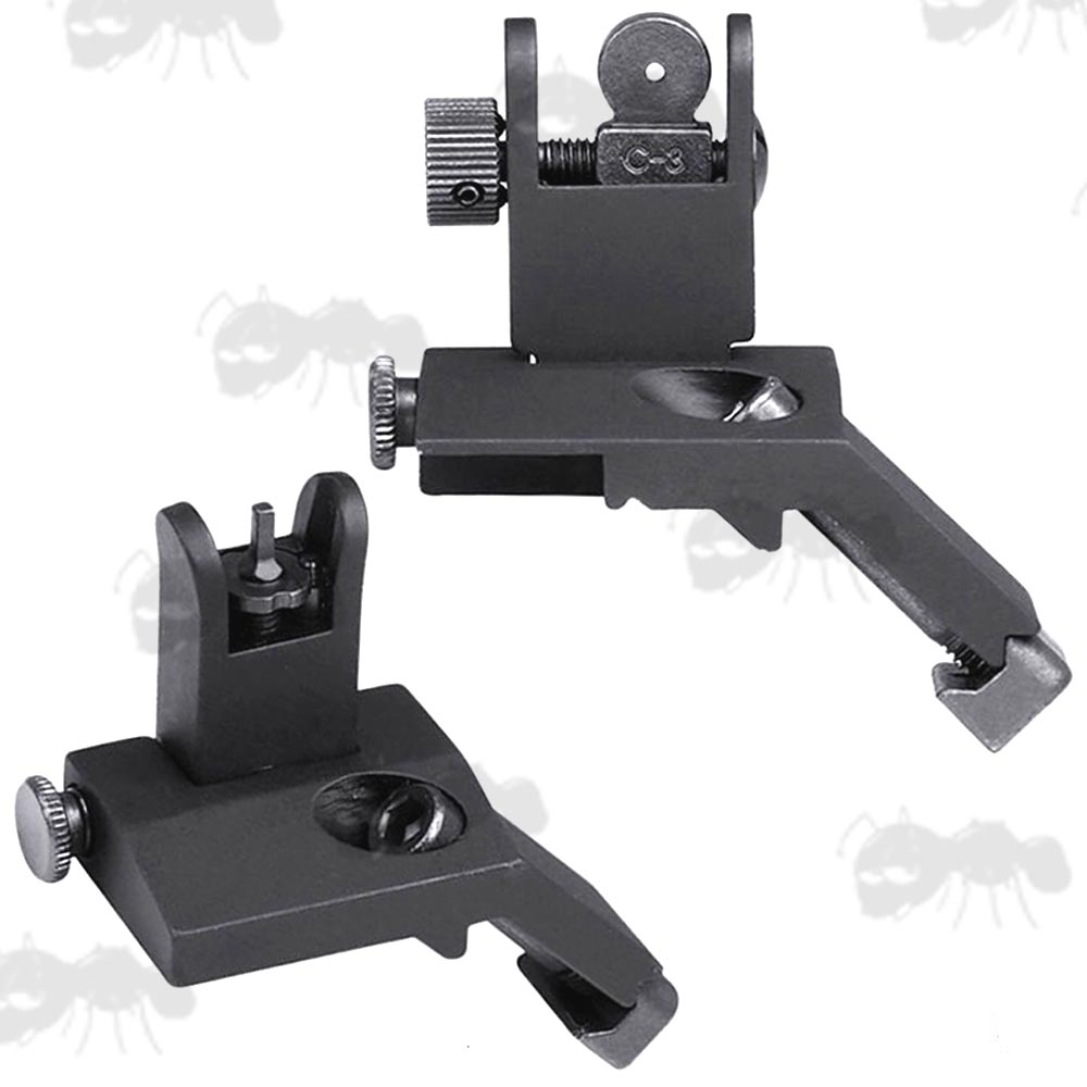 Pair of Airsoft Black M4 Offset Folding Ironsights
