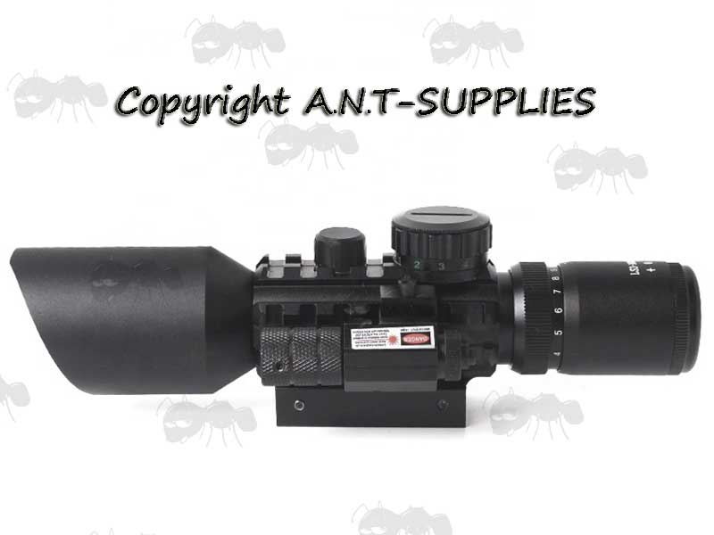 AnTac 3-10x42eg Compact Telescopic Scope with Tri-Rail Body Fitted with Laser Sight