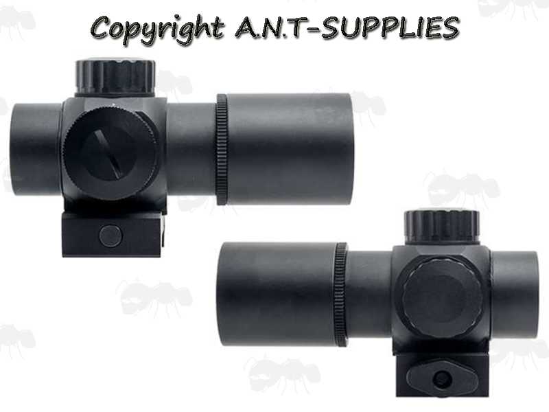 Side Profile Views of The AnTac Compact 1x20e Prism Rifle Scope