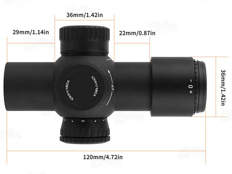 Dimensions of The AnTac Compact 3x30 Prism Rifle Scope