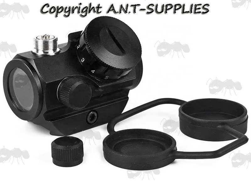 AnTac Mini Red Dot Sight with Rubber Bikini Style Lens Covers, for Weaver / Picatinny Rails