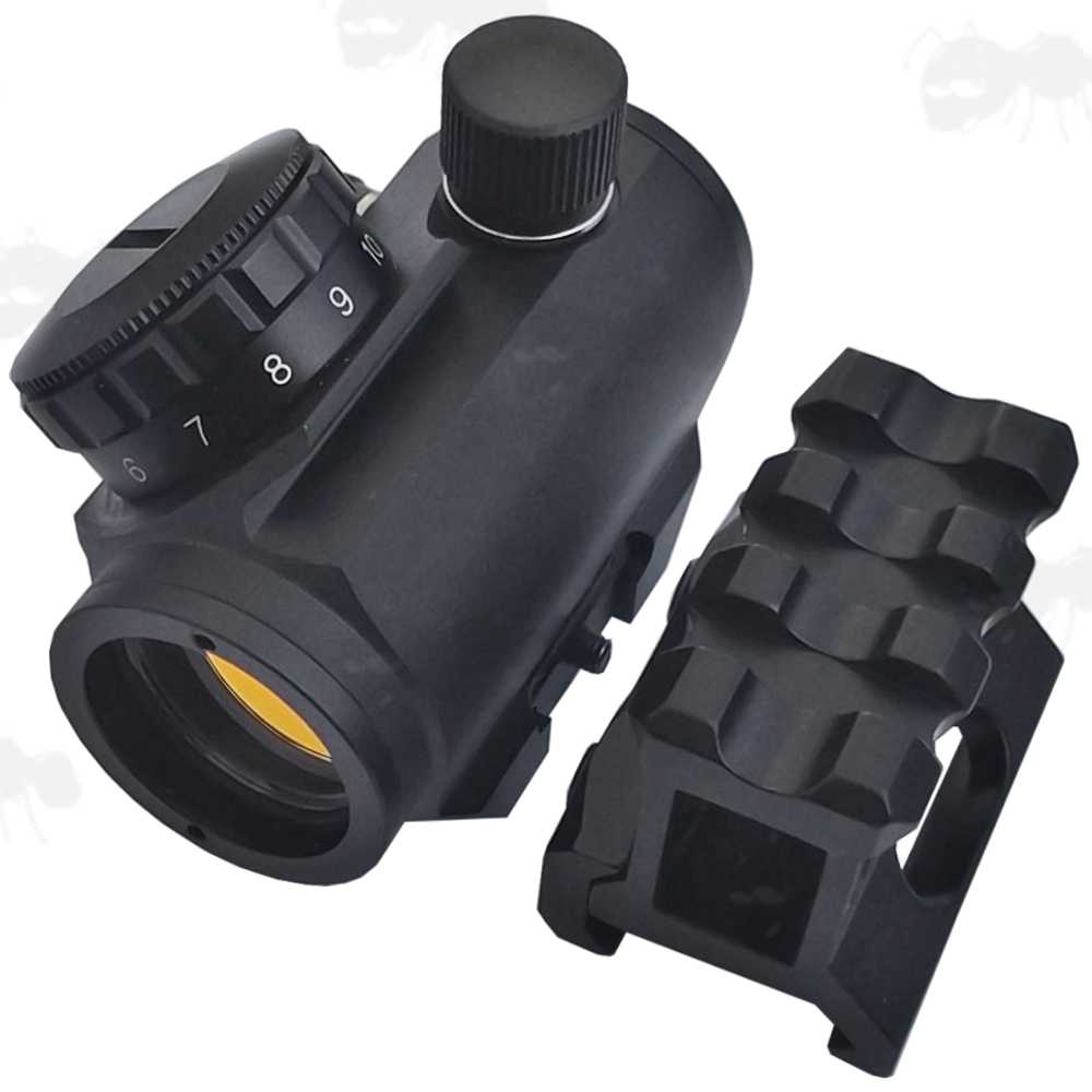 AnTac Mini Red Dot Sight with Rubber Bikini Style Lens Covers, for High Riser Weaver / Picatinny Rail
