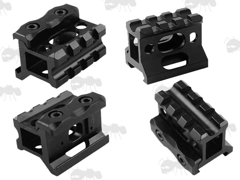 Four Views of The AnTac Red Dot Sight High Weaver / Picatinny Riser Rail