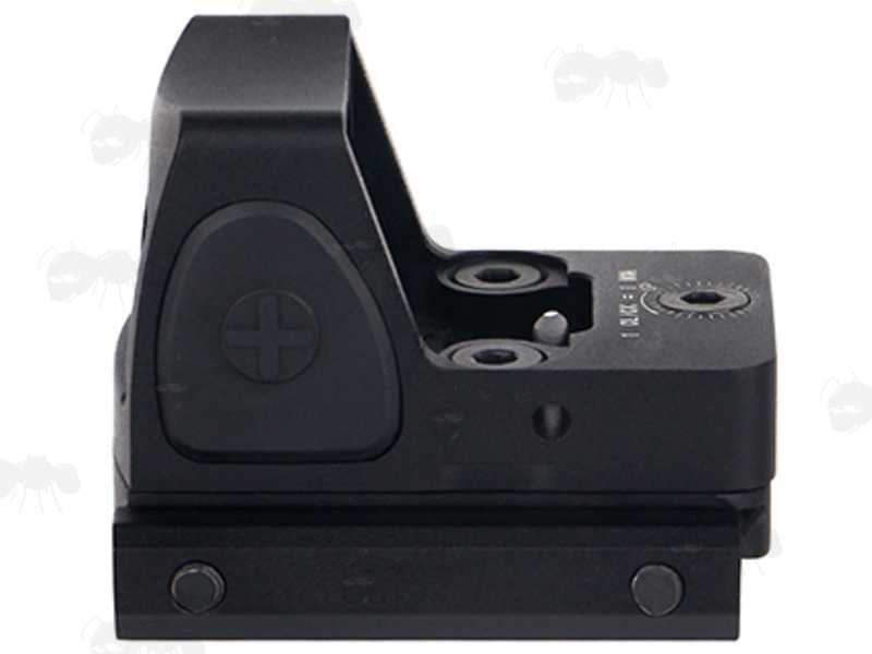 Side View of The AnTac RMR Base Sized Mini Reflex Sight with Brightness Settings