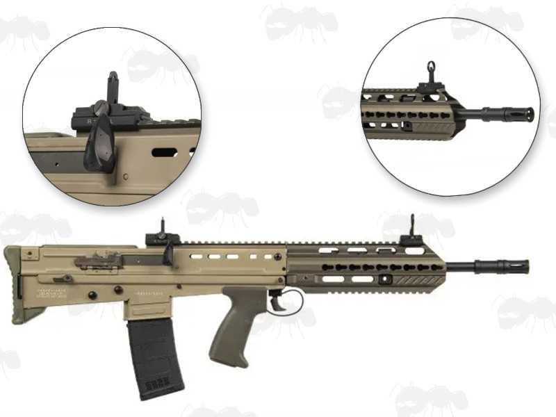 Pair of SA80 A3 Style Iron Sights Fitted to an SA90 A3 with KeyMod Accessory Handguard