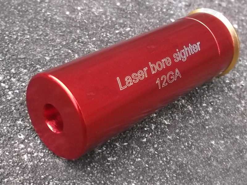 Red Anodised Aluminium 12 Gauge Shotgun Cartridge Style Laser Bore Sighter