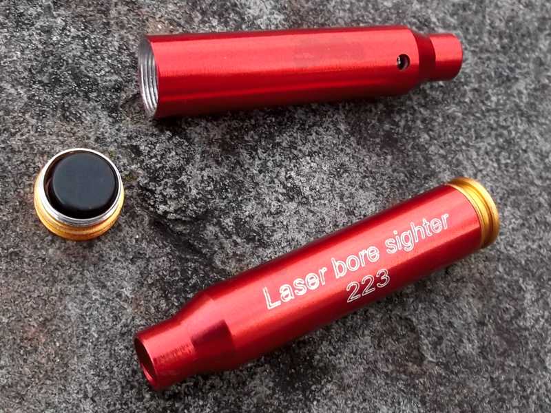 Red Anodised Aluminium .233 Remington Calibre Rifle Cartridge Style Laser Bore Sighter