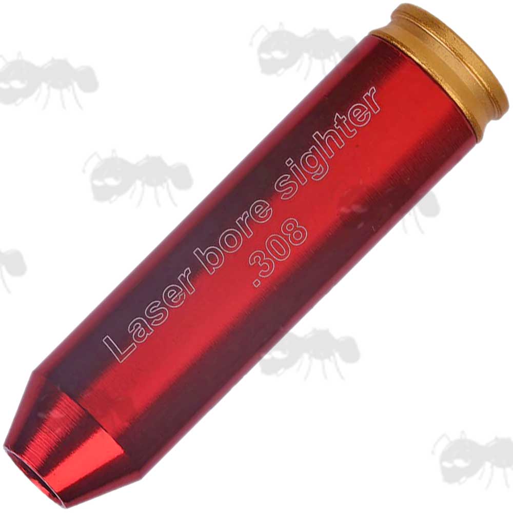 Red Anodised Aluminium .308 Calibre Rifle Cartridge Style Laser Bore Sighter