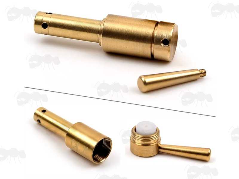 Dismantled View of The Brass .22 Calibre Rifle Chamber Fitting Laser Bore Sighter