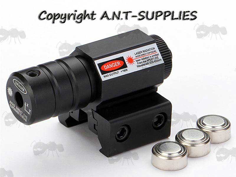 Compact Black Aluminium Cylindrical Gun Rail Mounted Red Laser Sight