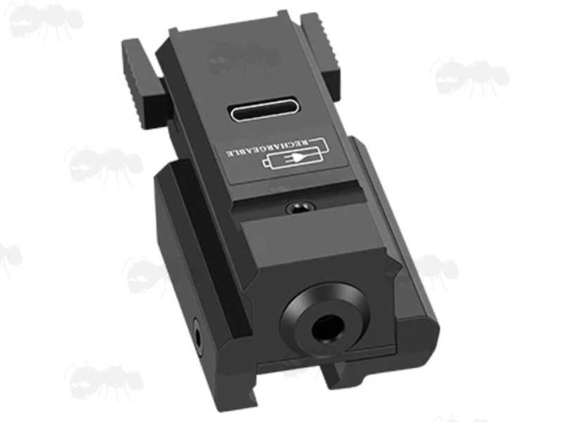 USB Rechargeable Low-Profile Black Aluminium Dovetail Gun Rail Mount Red Laser Sight with One Slot Top Accessory Rail