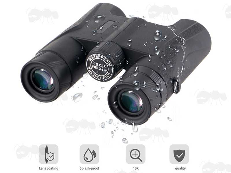 Water Splash on The Compact 10x Magnification Binoculars with 25mm Lenses