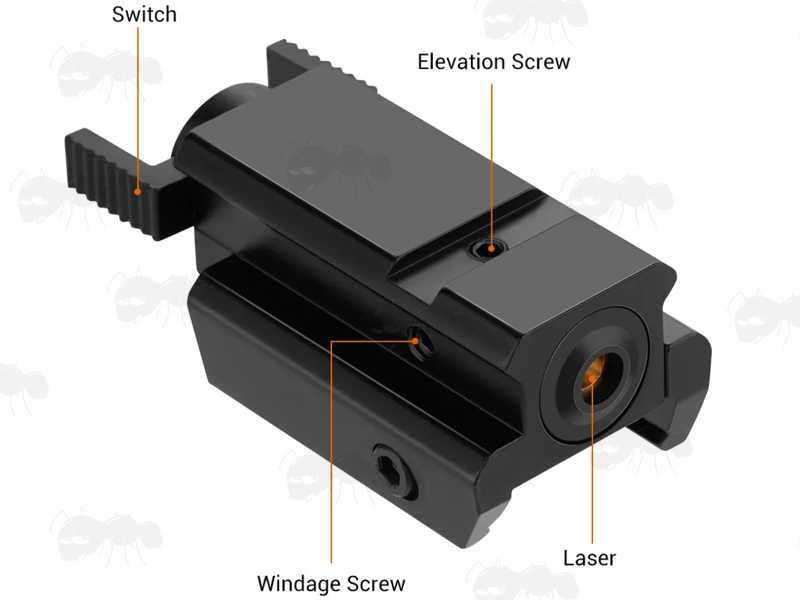 Compact Black Aluminium Gun Rail Mount Red Laser Sight with One Slot Top Accessory Rail