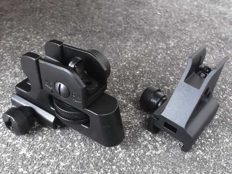 Pair of Black Airsoft CQB M4 Low-Profile Front and Rear Ironsights