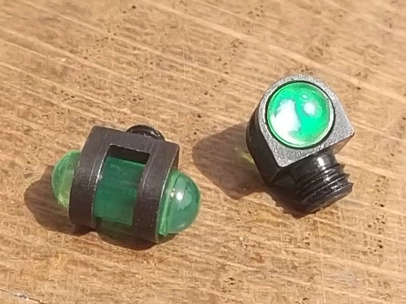 Two Green Fiber Optic Shotgun Rib Threaded Fit Bead Sights