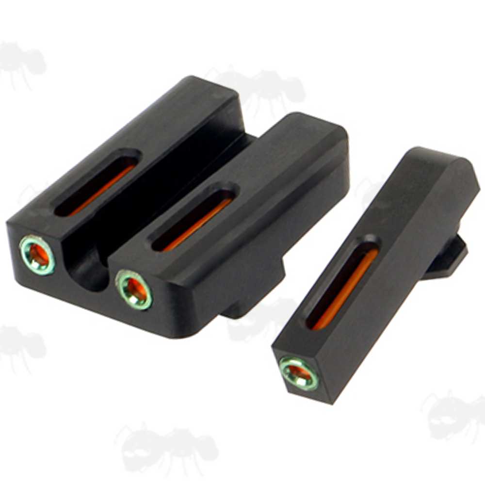 Front and Rear Red Fiber Optic with Green Surround Sight Set for Glock Pistols