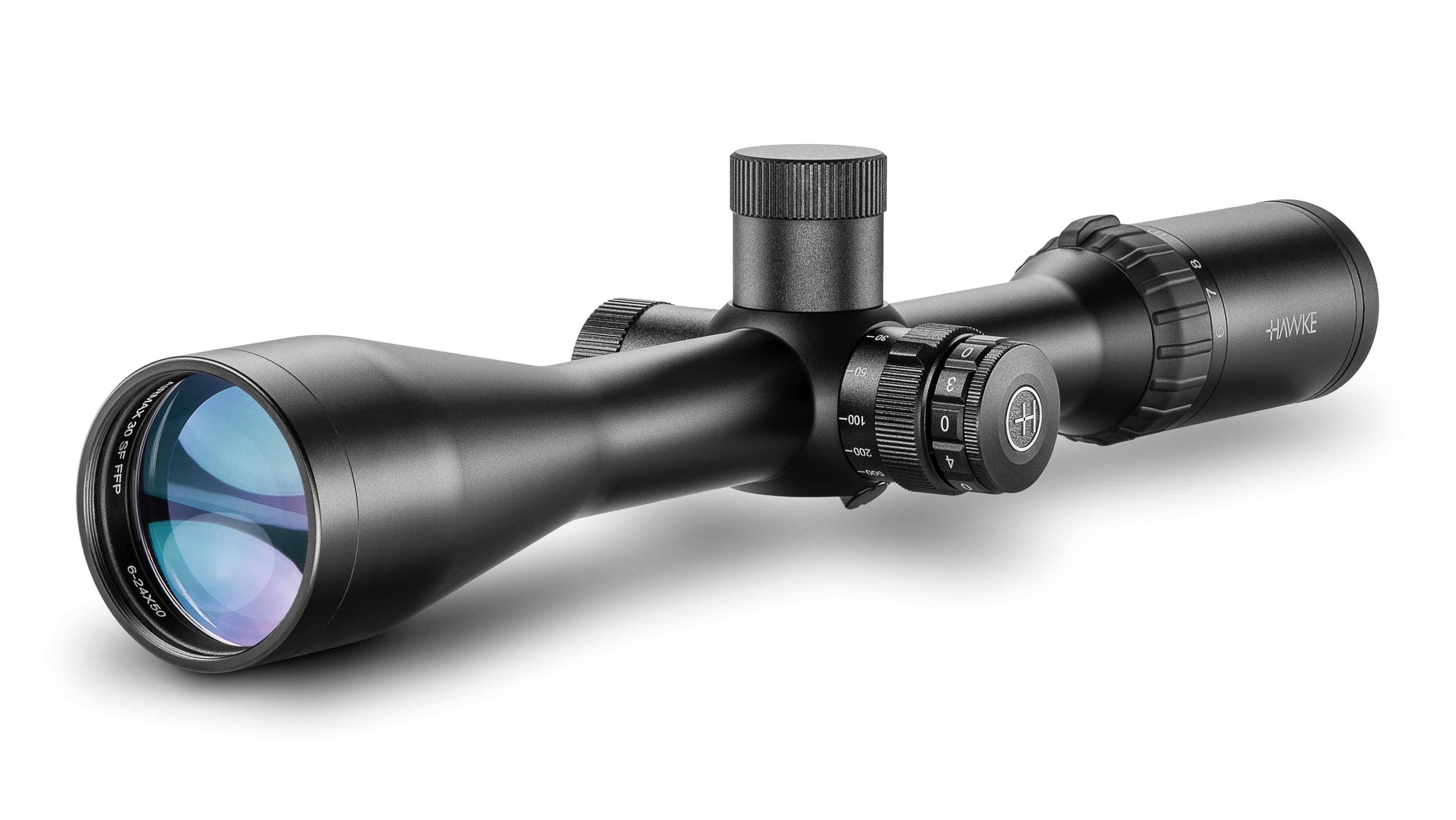 Objective End View Of The Hawke Airmax 30 FFP SF 6-24x50 AMX IR Air Rifle Scope