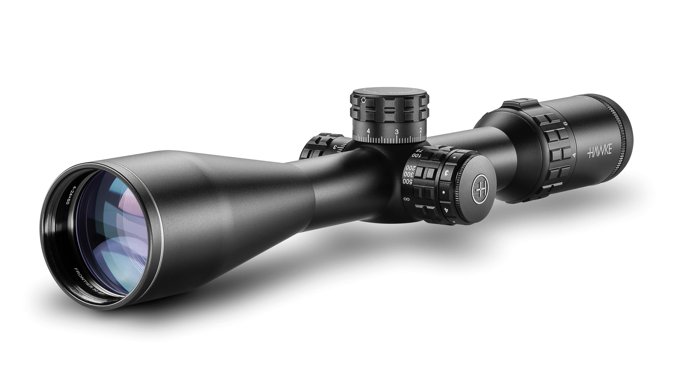 Objective End View Of The Hawke Frontier 30 SF 4-24x50 Mil Pro Rifle Scope