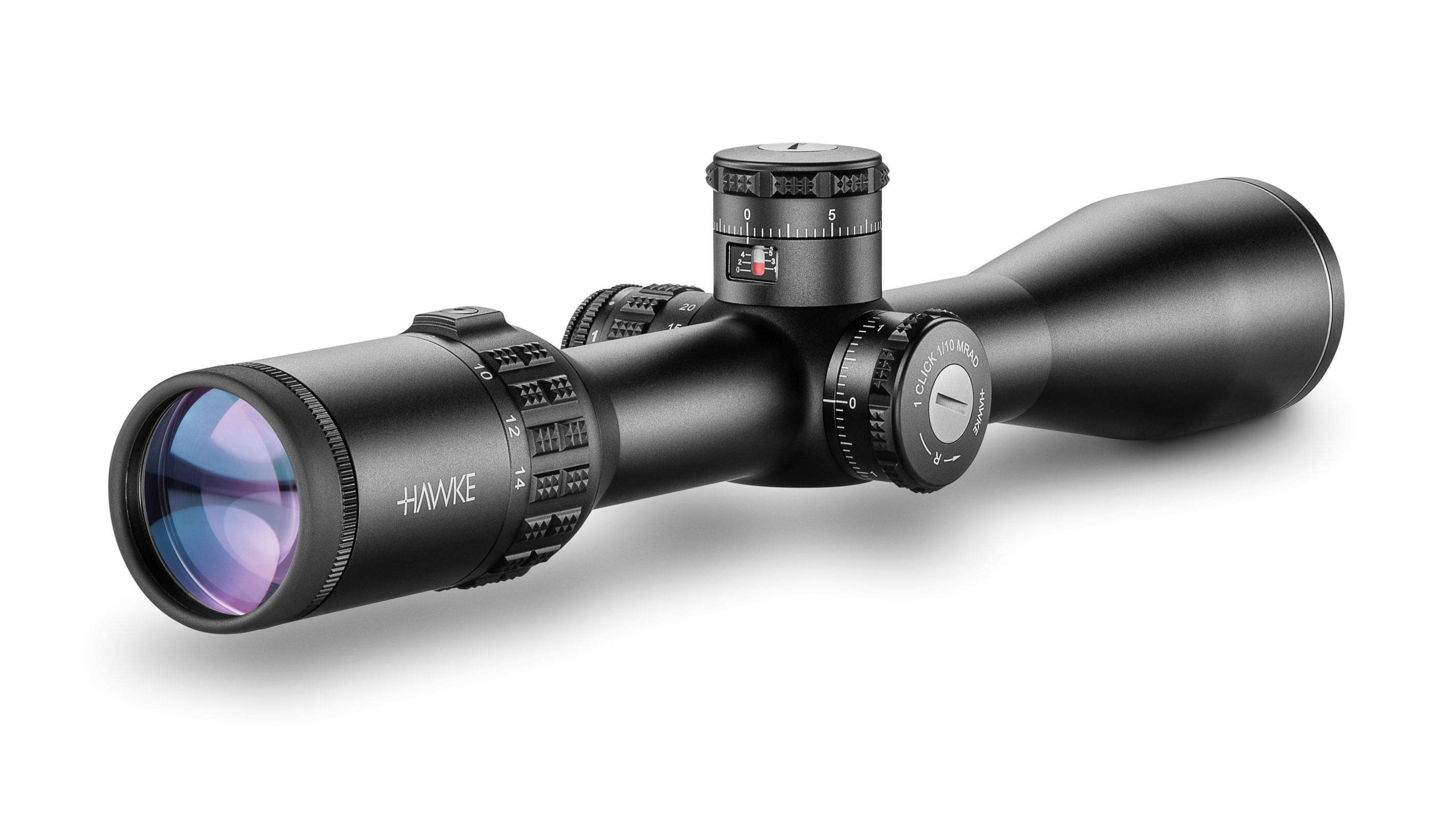 Ocular End View Of The Hawke Sidewinder 30 SF 4.5-14x44 10x Half Mil Rifle Scope