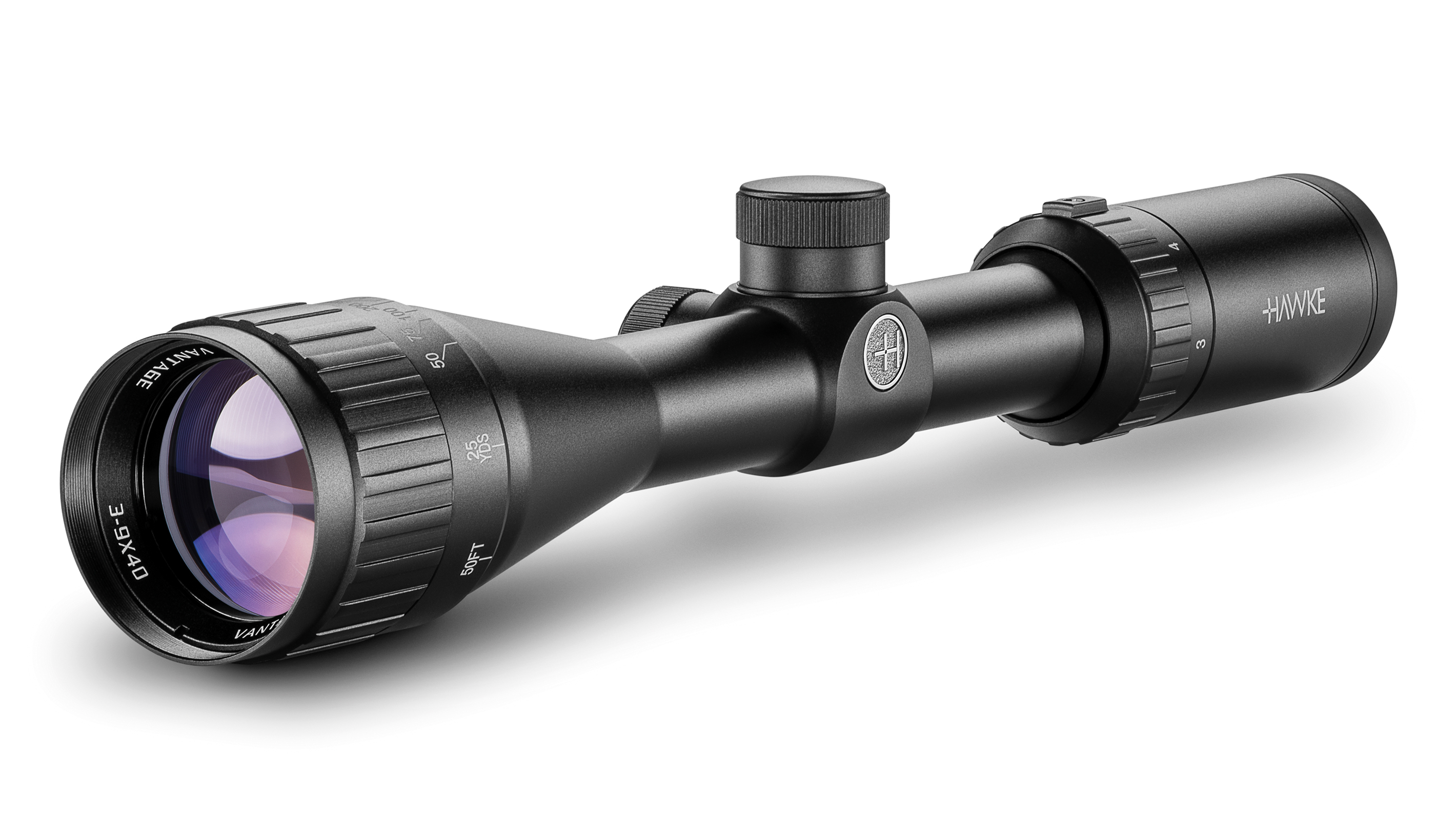 Objective End View Of The Hawke Vantage 3-9x40 AO 30/30 Duplex Rifle Scope