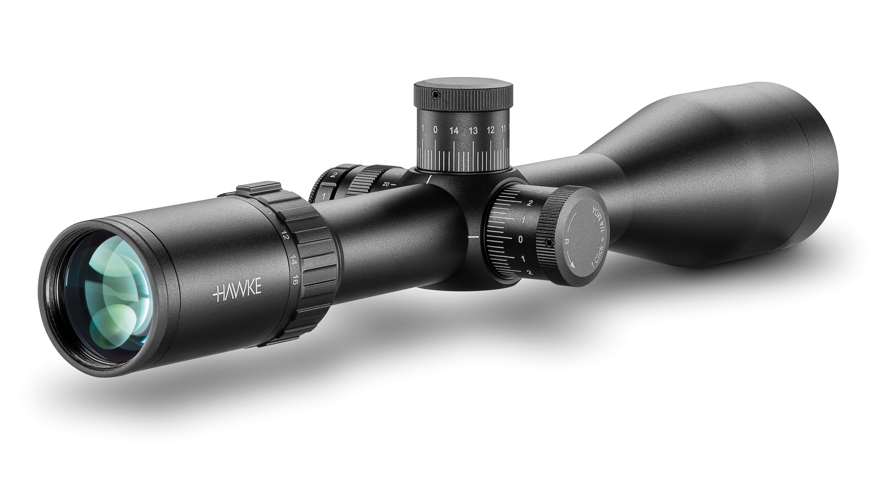 Ocular End View Of The Hawke Vantage 30 WA SF IR 4-16x50 Rimfire .22 Subsonic Rifle Scope