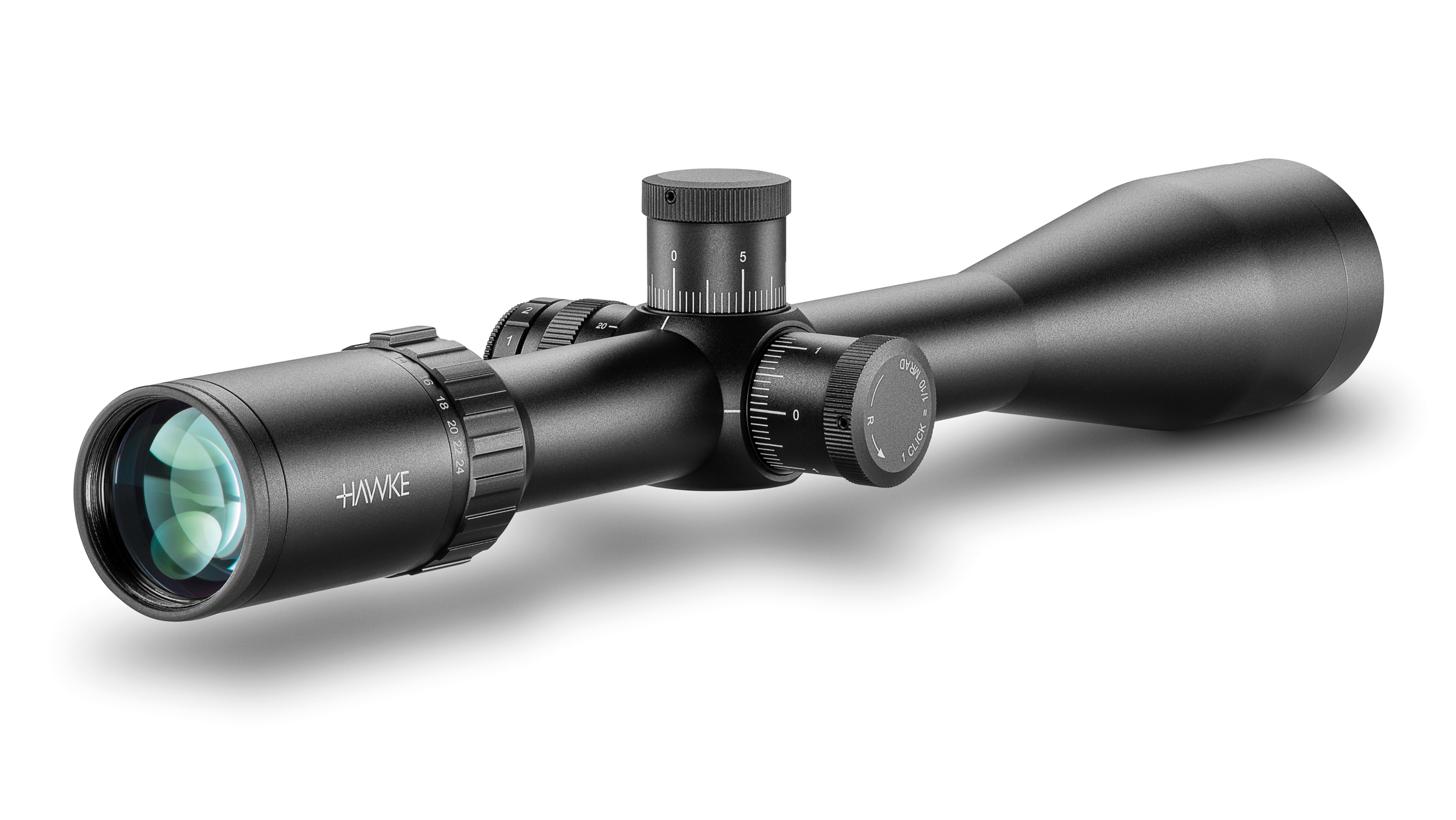 Ocular End View Of The Hawke Vantage 30 WA SF 6-24x50 Half Mil Dot IR Rifle Scope