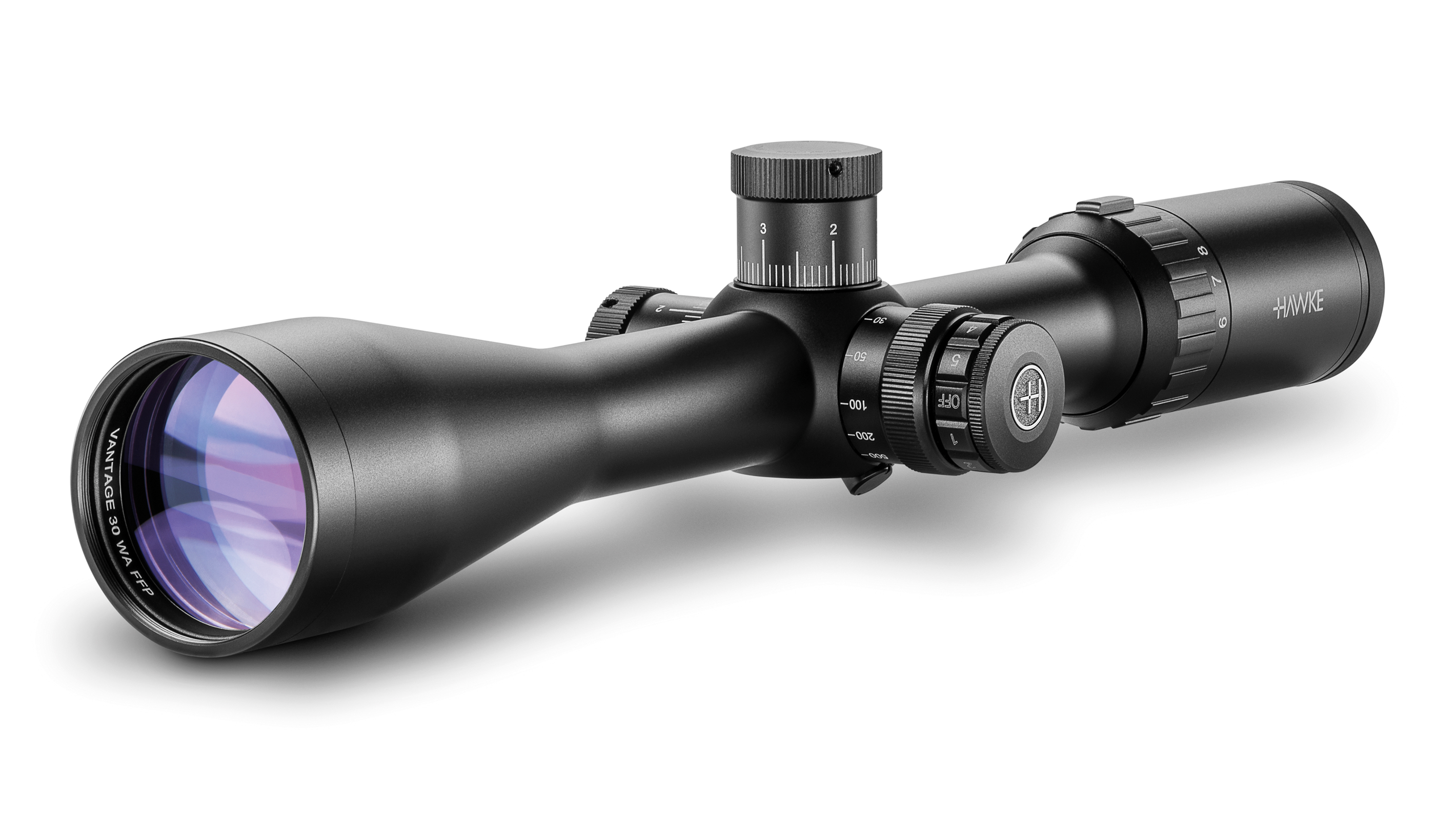 Ocular End View Of The Hawke Vantage 30 WA FFP 6-24x50 Half Mil Dot IR Rifle Scope