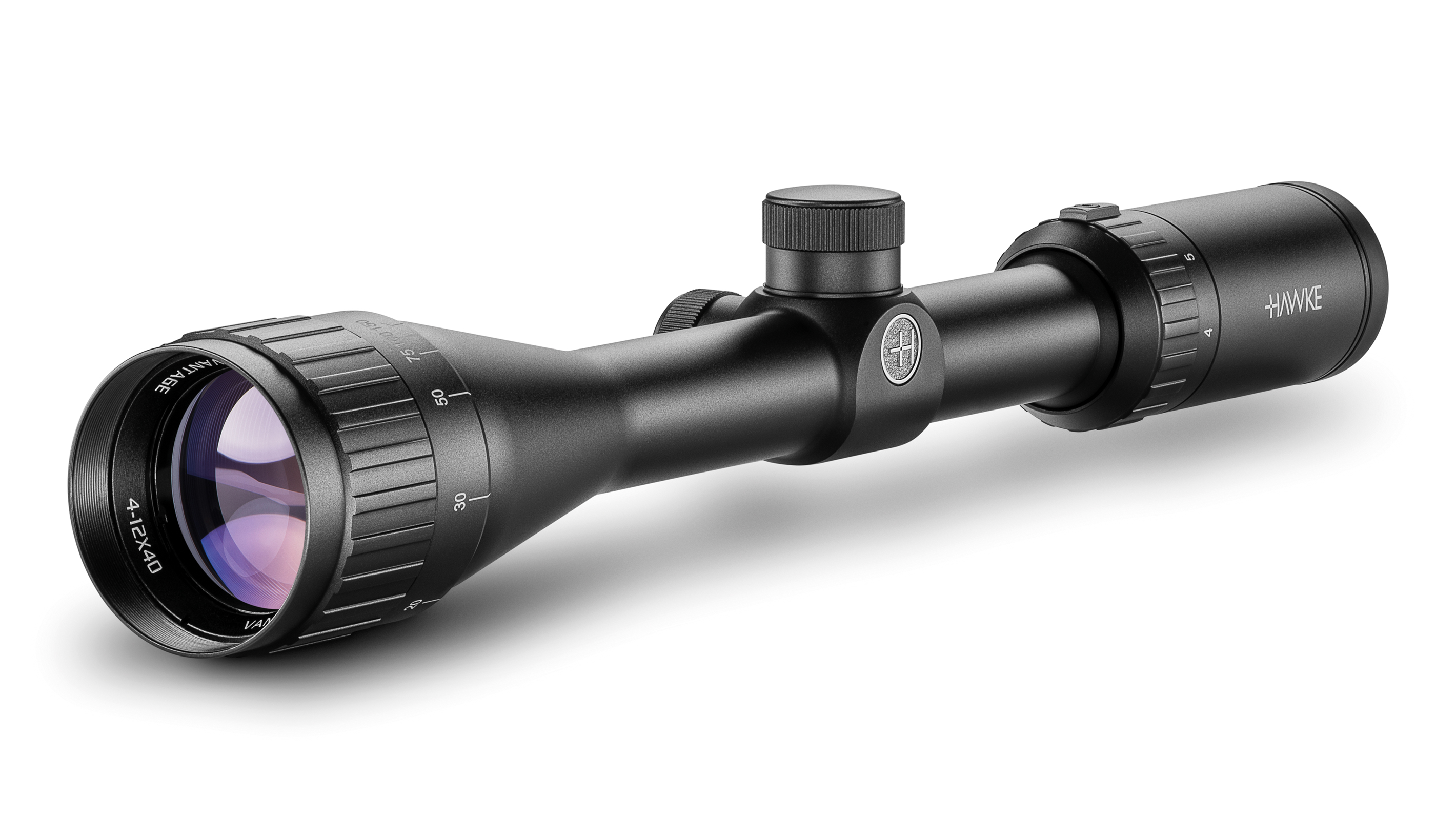 Objective End View Of The Hawke Vantage 4-12x40 AO 30/30 Duplex Rifle Scope