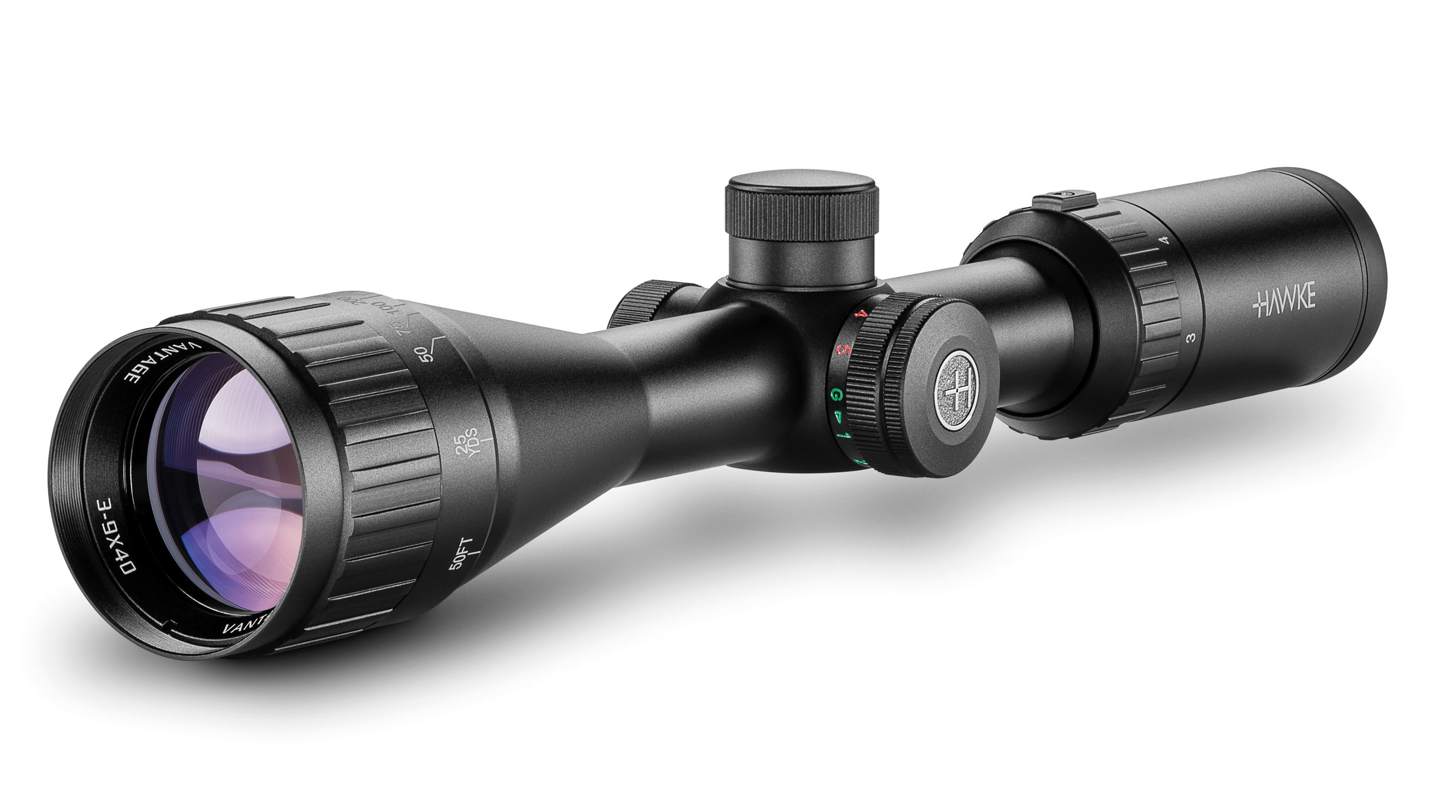 Objective End View Of The Hawke Vantage IR 3-9x40 AO Mil Dot Rifle Scope