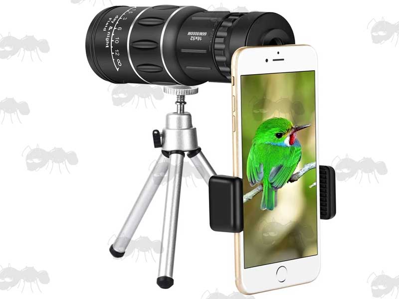 Large 16x Magnification Monocular with Smart Phone and Tripod