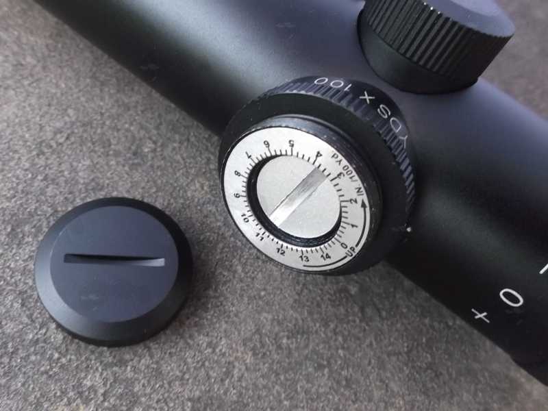 Elevation Turret Dial with Cap Removed On The M4 / M16 Carry Handle 4x20mm Scope