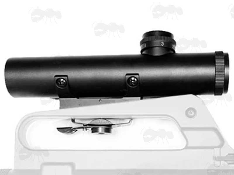 M4 / M16 Carry Handle 4x20mm Scope, Shown Fitted to a Carry Handle