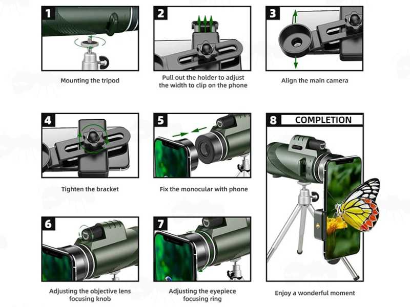Guide for Fitting The Smartphone Adapter to The Large 16x Magnification Monocular
