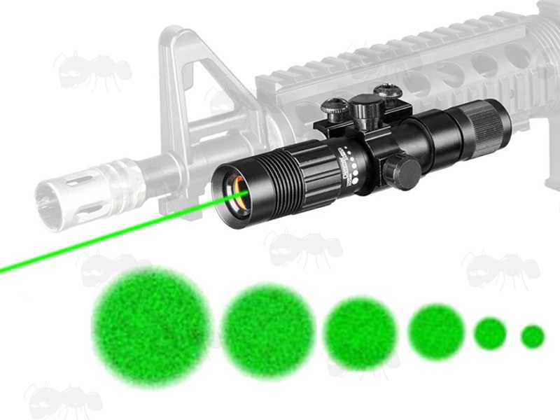 Adjustable Mount Green Laser Designator Sight Shown Fitted to Rifle Handguard