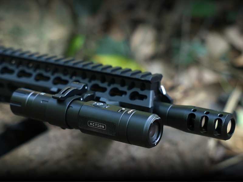 PARD Action Digital Gun Camera, Shown In Use Fitted to a KeyMod Rifle Handguard