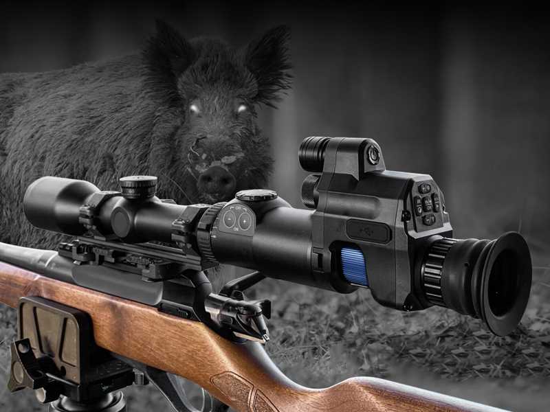 PARD NV007V2 Clip-On Night Vision Rifle Scope, Shown In Use