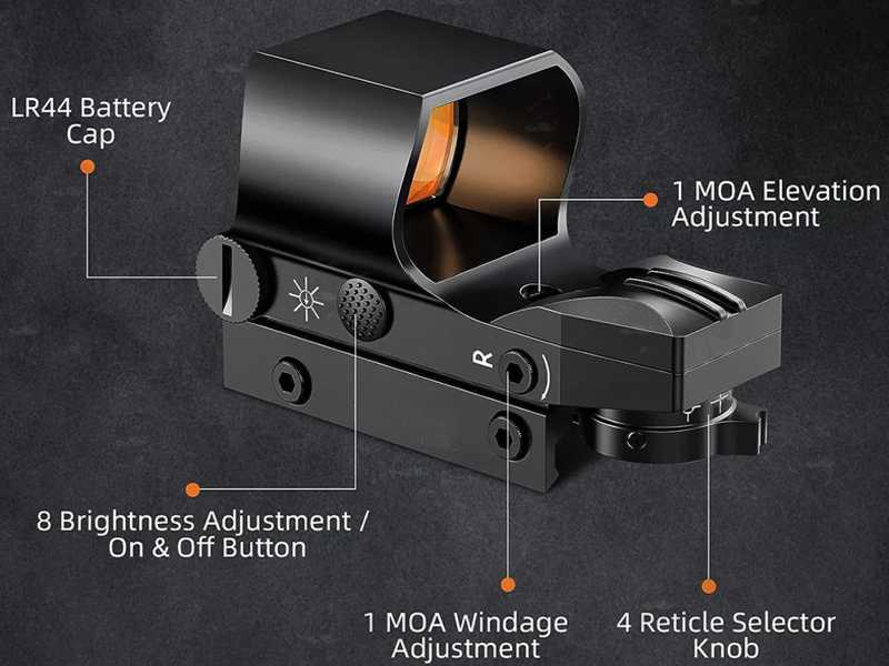 Features Guide on The Large Reflex Gun Sight for Picatinny / Weaver Rails