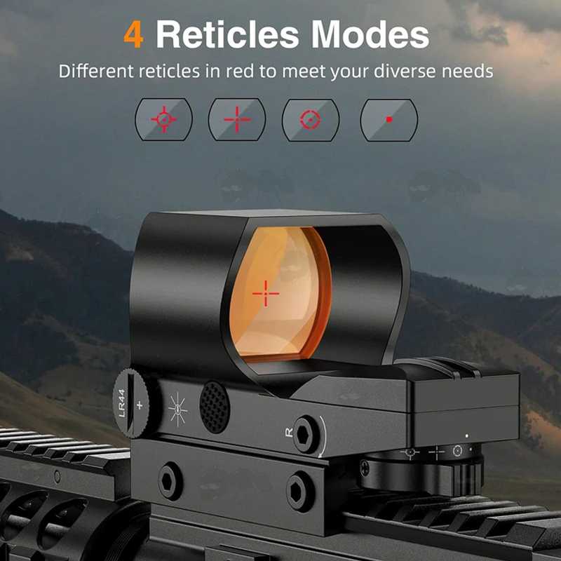 Four Reticle Types on The Large Reflex Gun Sight for Picatinny / Weaver Rails