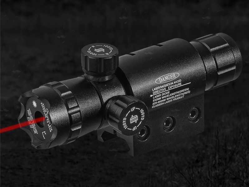 Adjustable Red Laser Gun Sight Fitted to The Weaver / Picatinny Rail Mount