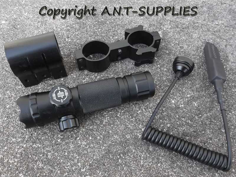 Adjustable Red Laser Gun Sight with Remote Tailcap, Figure of Eight Scope Tube Mount and Weaver / Picatinny Rail Mount