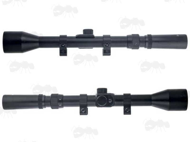 Side Views of The ANT 3-7x28mm Duplex Crosshair Rifle Scope with Dovetail Rail Mounts