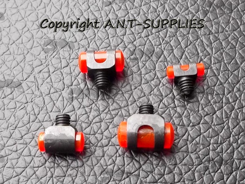 Set of Four Red Fibre Optic Shotgun Bead Sights with 2.6mm Threads