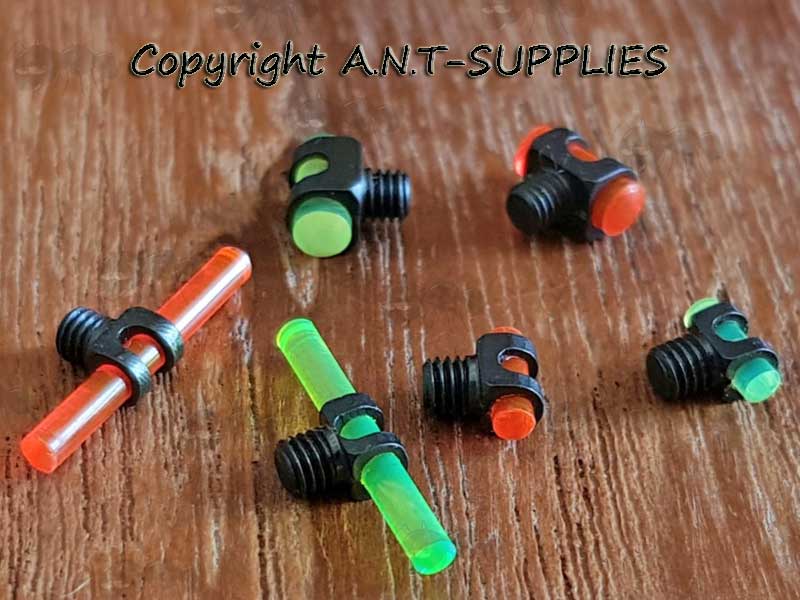 Assortment of Three Red Fibre Optic and Three Green Fibre Optic Shotgun Bead Sights