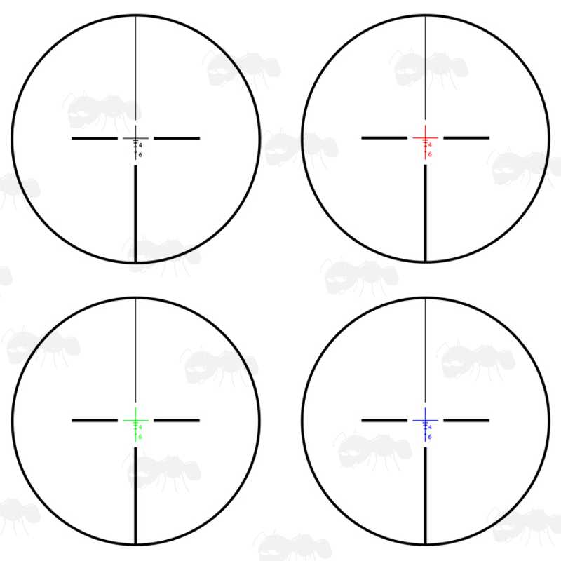 Illuminated Laser Etched Rangefinder Reticles on The AnTac Tri-Illuminated 4x32 Rifle Scope with Back-Up Fiber Optic Manual Sights