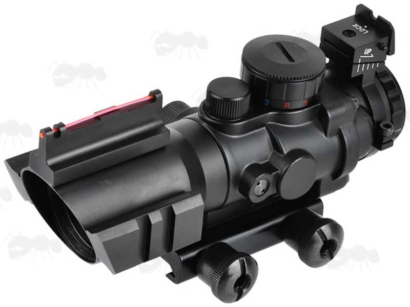 AnTac Tri-Illuminated 4x32 Rifle Scope with Back-Up Fiber Optic Manual Sights