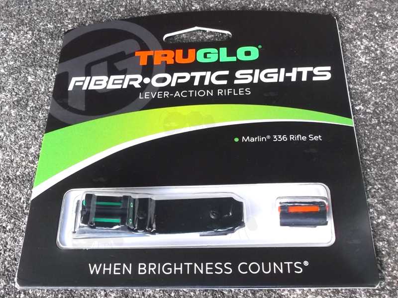 Truglo Marlin Lever Action Rifle Sight Set, Green Fiber Optic Rear and Red Front Sight, Shown In Retail Card Packaging